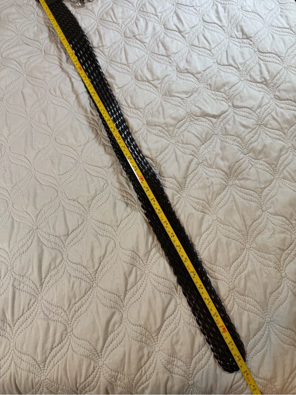 Michael Kors Black Braided Leather Belt Silver Buckle Medium - Picture 7 of 8